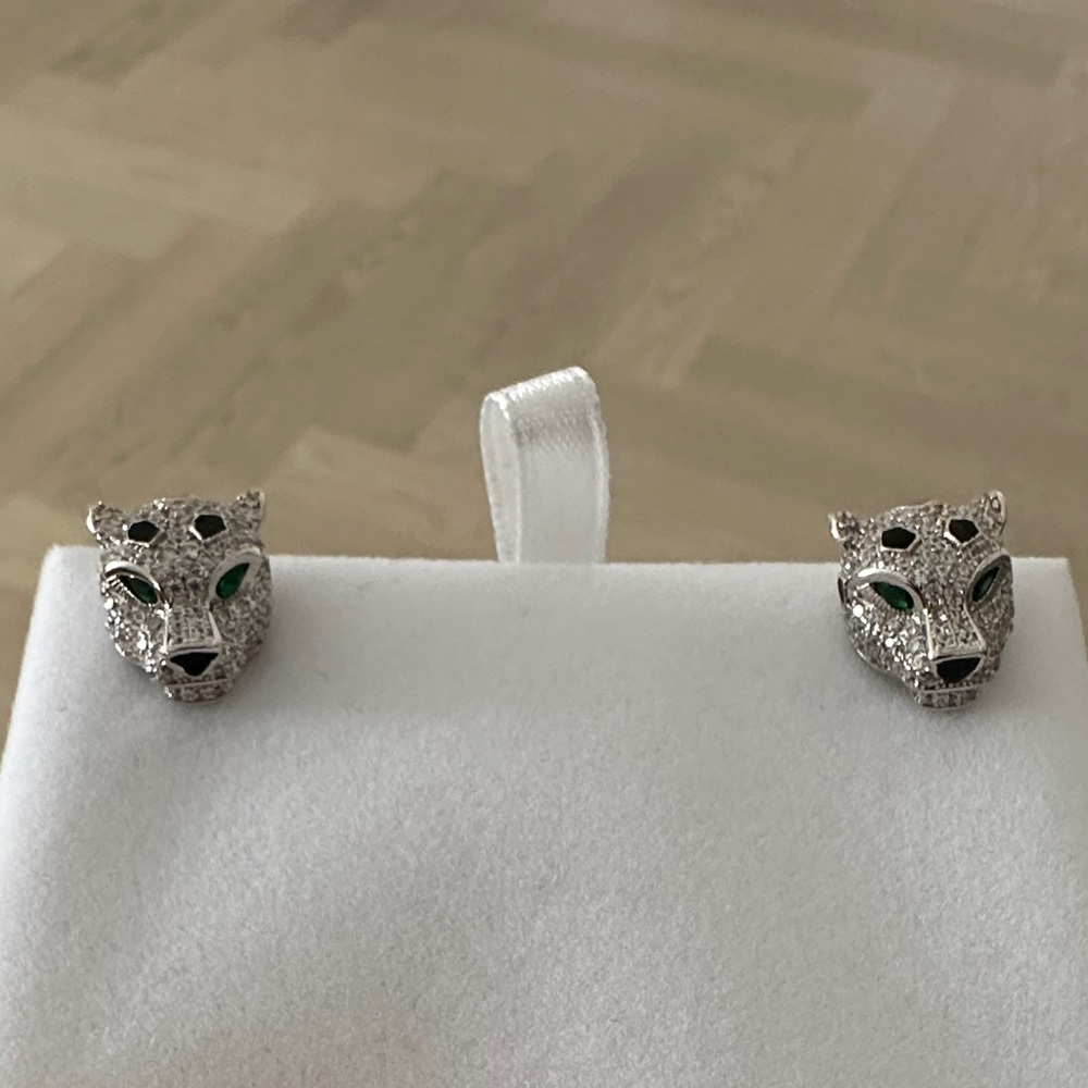 Elegant Silver Panther Earrings